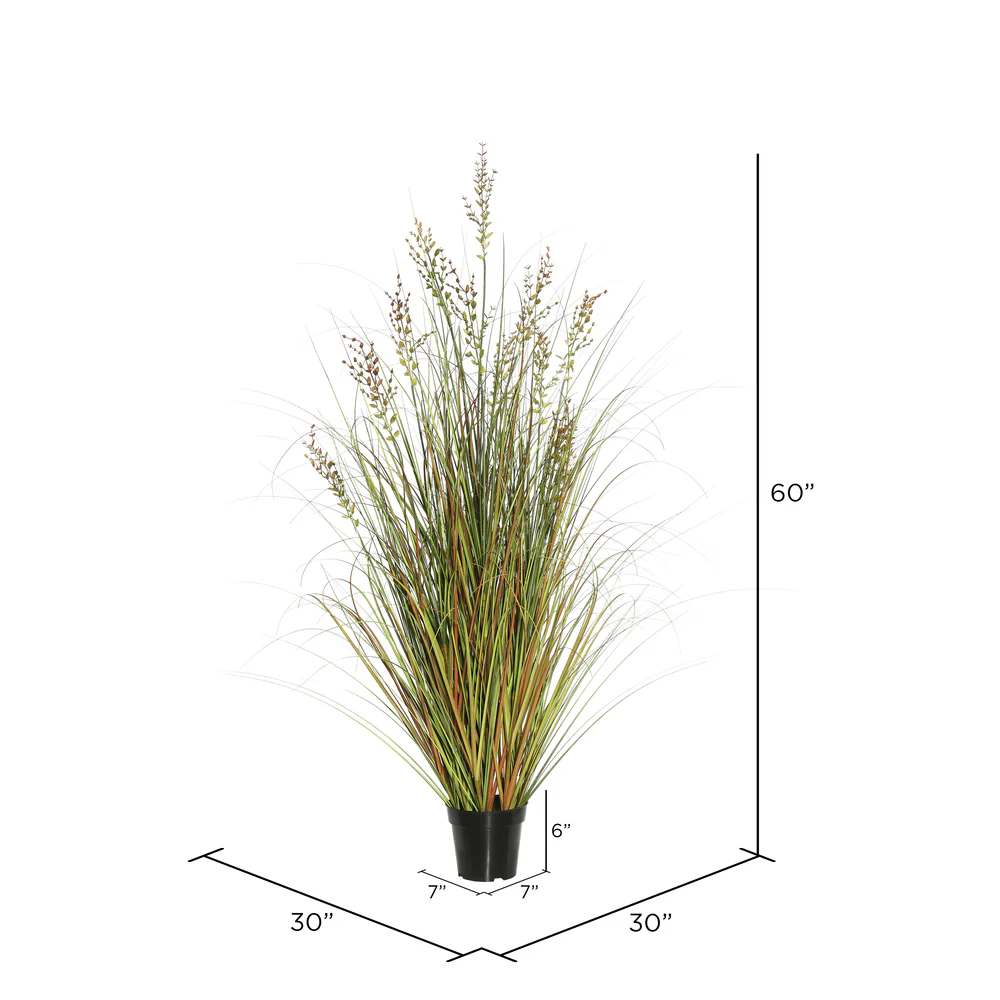 60" IFR PVC Mixed Grass Artificial Plant w/Pot -Green/Brown - Image 2