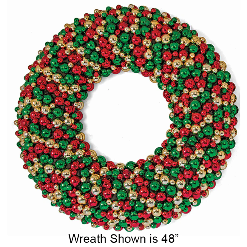 60" Mixed Reflective Plastic Ball Wreath -Mixed Colors