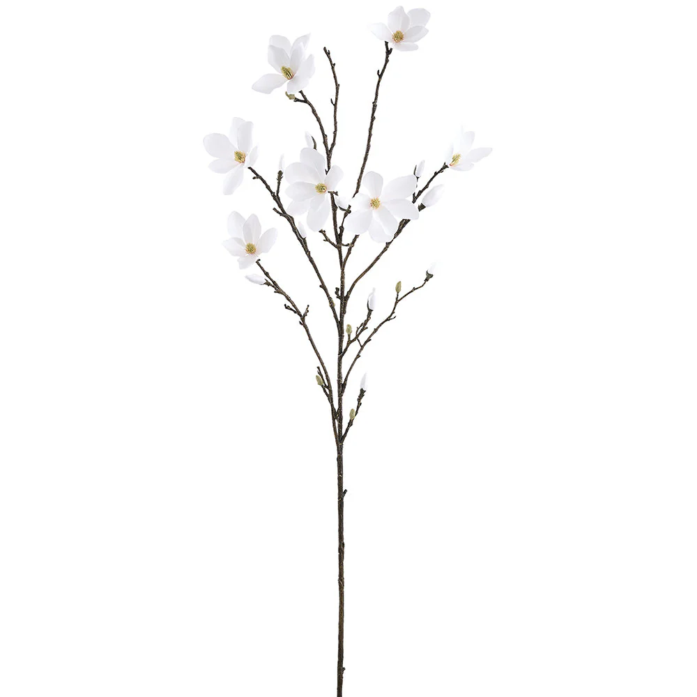 61" Magnolia Silk Flower Stem -White (Pack of 4)
