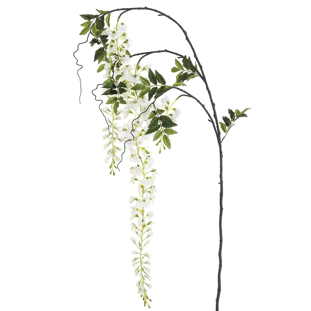 62.5" Silk Japanese Wisteria Flower Spray -White (Pack of 6)
