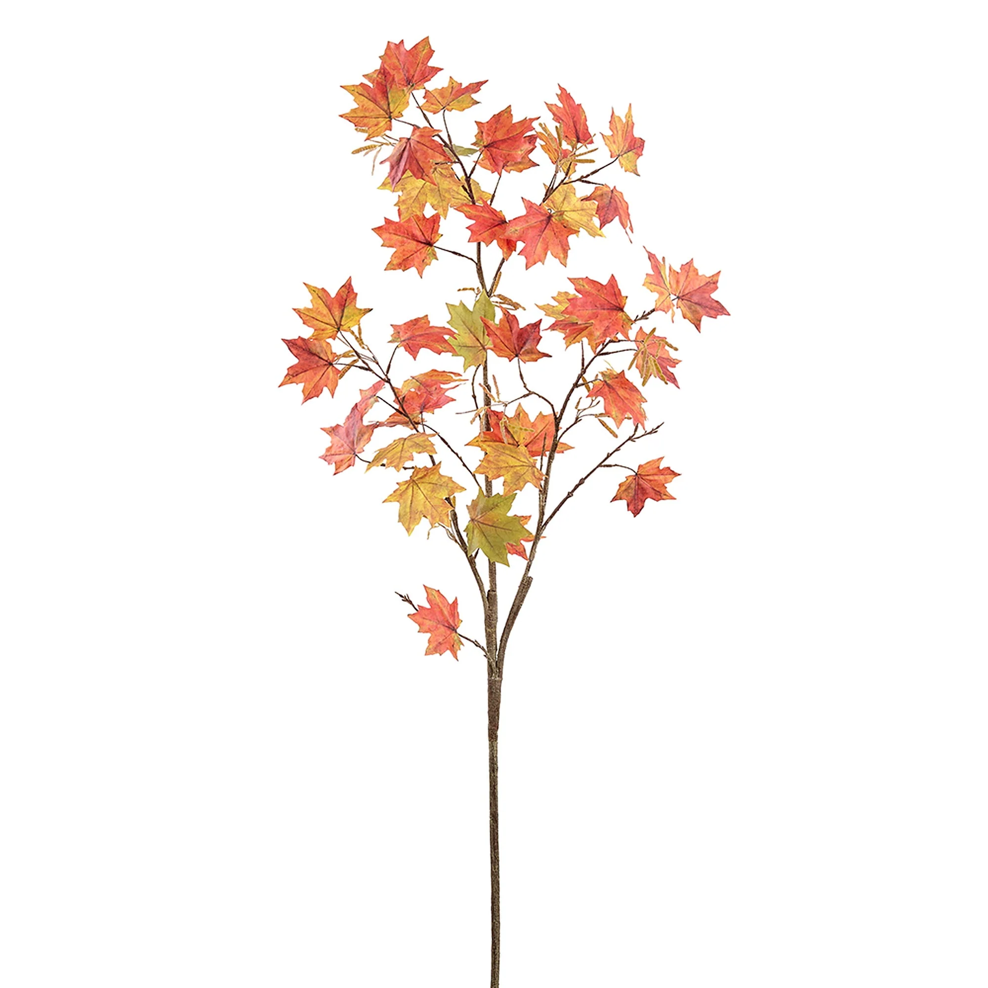 62" Artificial Maple Leaf Stem -Orange/Green (Pack of 6)