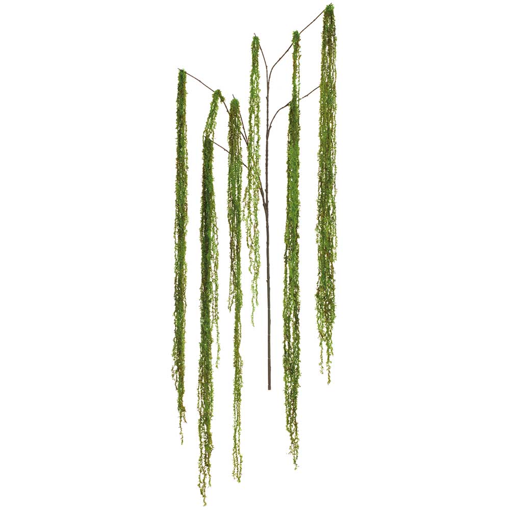 62" Hanging Moss Covered Twig Artificial Stem -Green (Pack of 12)