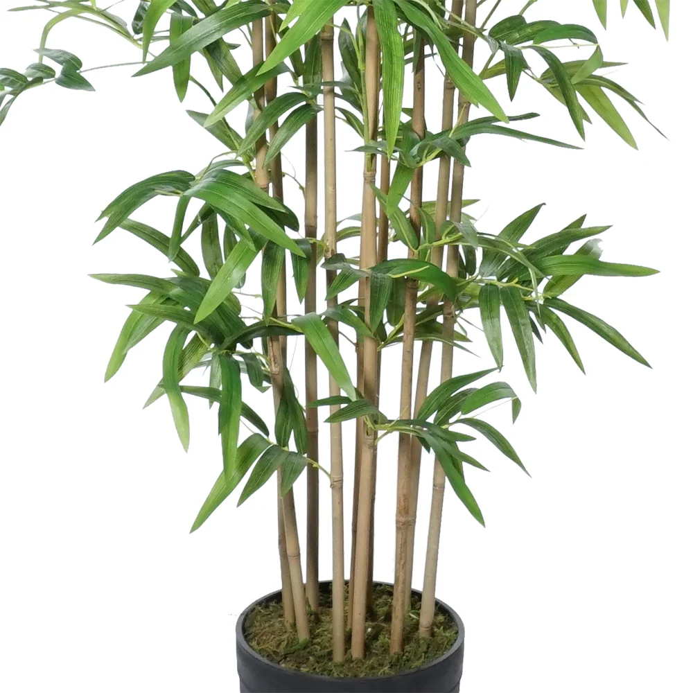 6'2" Natural Trunk Silk Bamboo Tree w/Pot -Green - Image 3