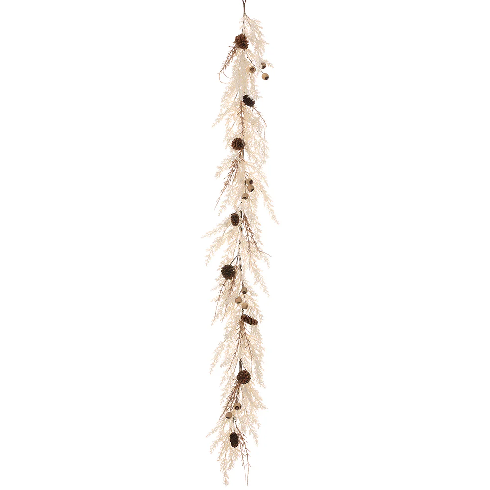 6'4" Artificial Pampas Grass, Pod & Pinecone Garland -Beige/Brown (Pack of 2)