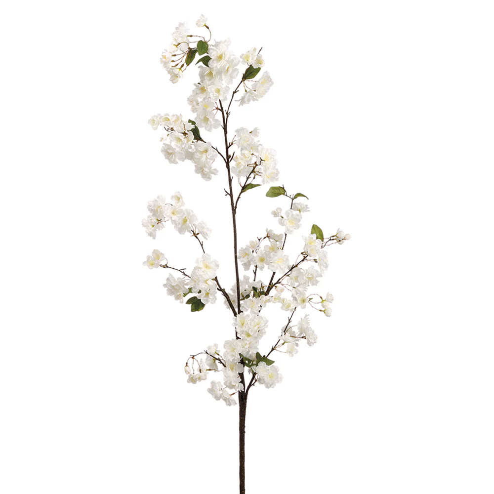65" Hand-Wrapped Silk Cherry Blossom Flower Spray -White (Pack of 6)