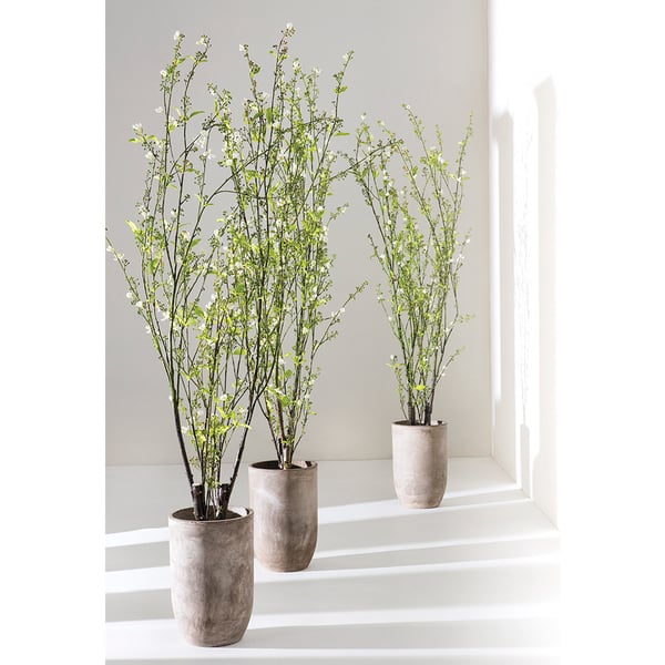 6'6" Artificial Berries, Flower & Leaf Tree w/Cement Planter -Green/White - Image 2
