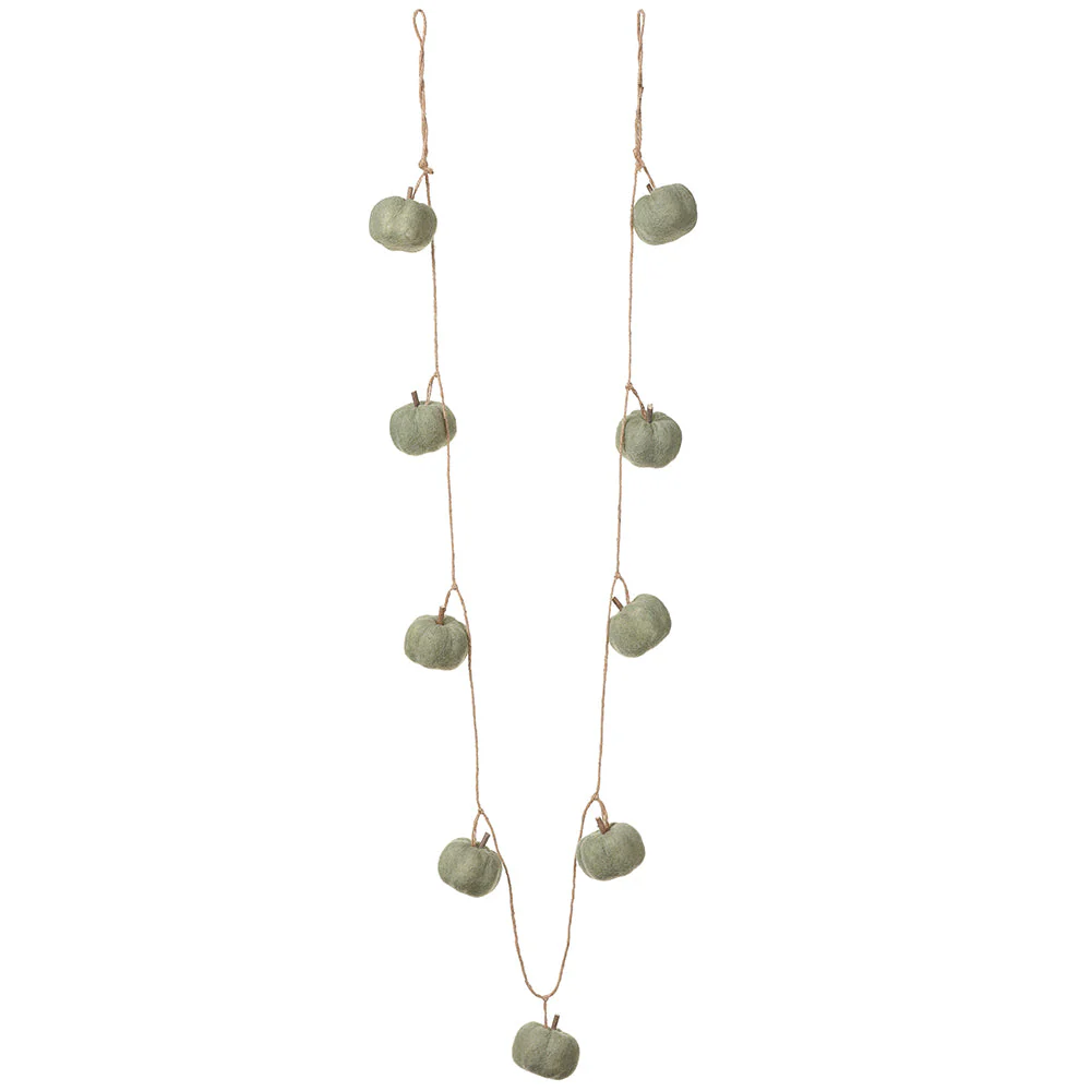 6'6" Artificial Felt Pumpkin Garland -Green (Pack of 6)