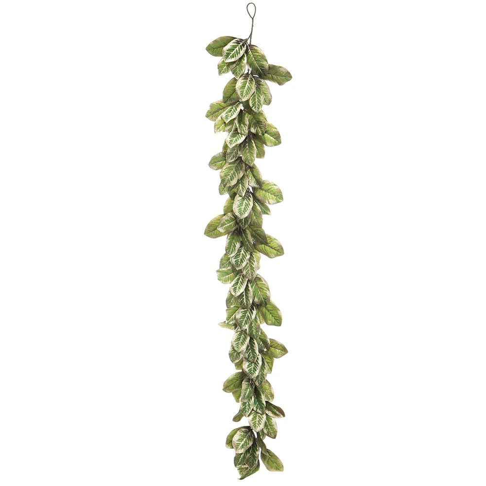 6'6" Magnolia Leaf Artificial Garland -Green/Gold (Pack of 4)