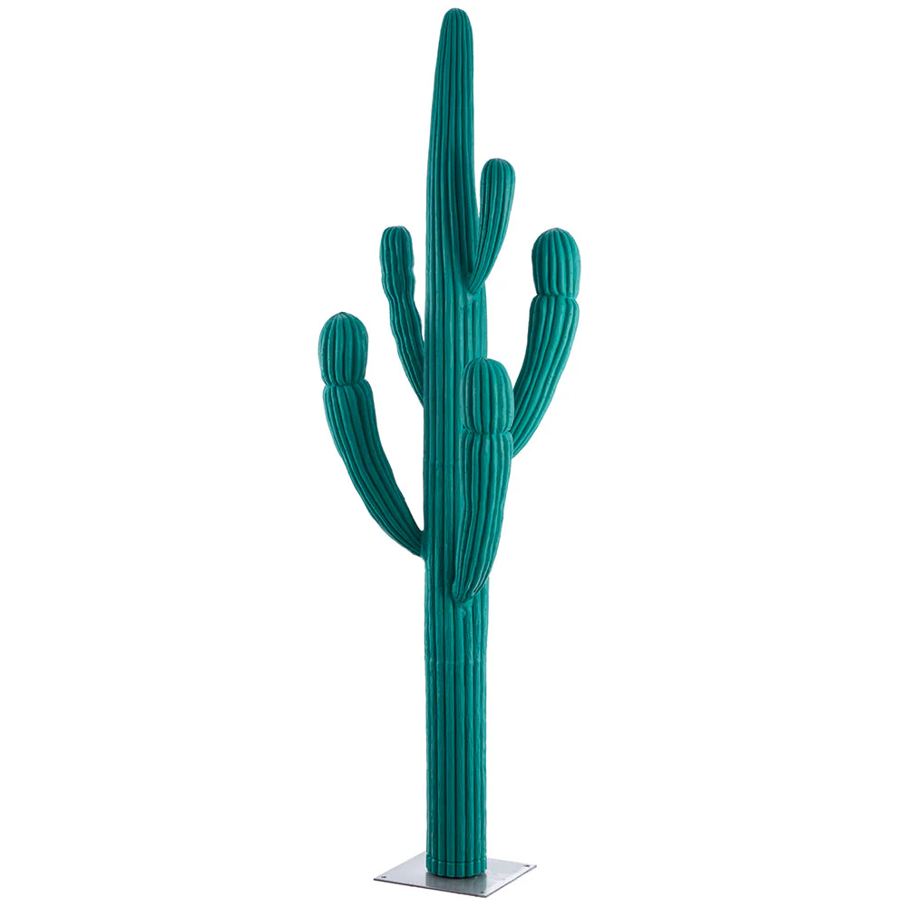 6'6" Saguaro Cactus Artificial Plant w/Metal Stand -Turquoise