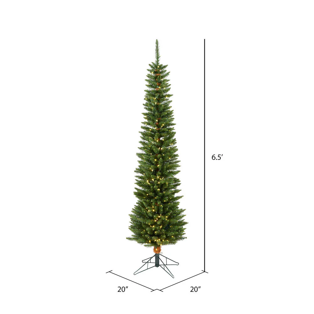6'6"Hx20"W Pole Durham Pine Artificial Christmas Tree, LED Pre-Lit -Green - Image 3