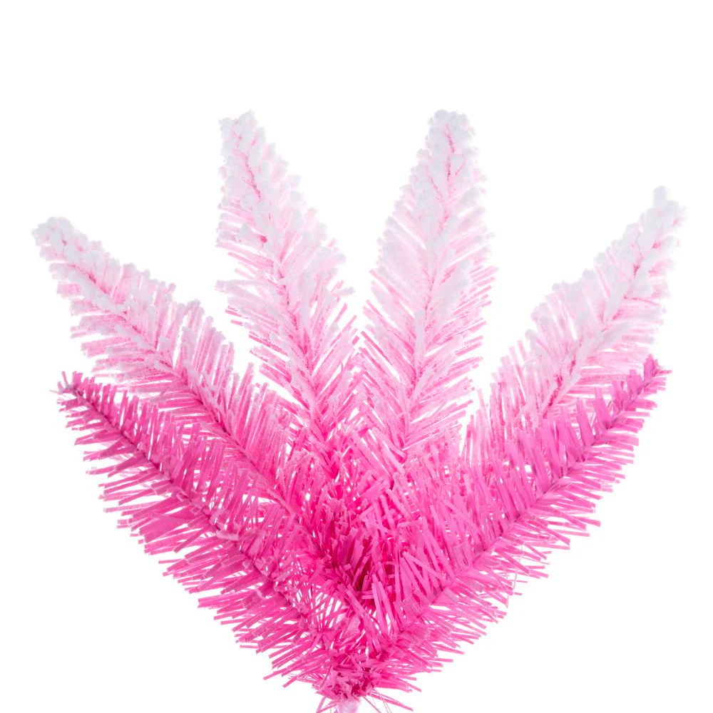 6'6"Hx26"W Flocked Fir Artificial Christmas Tree, Unlit -Pink/White - Image 2