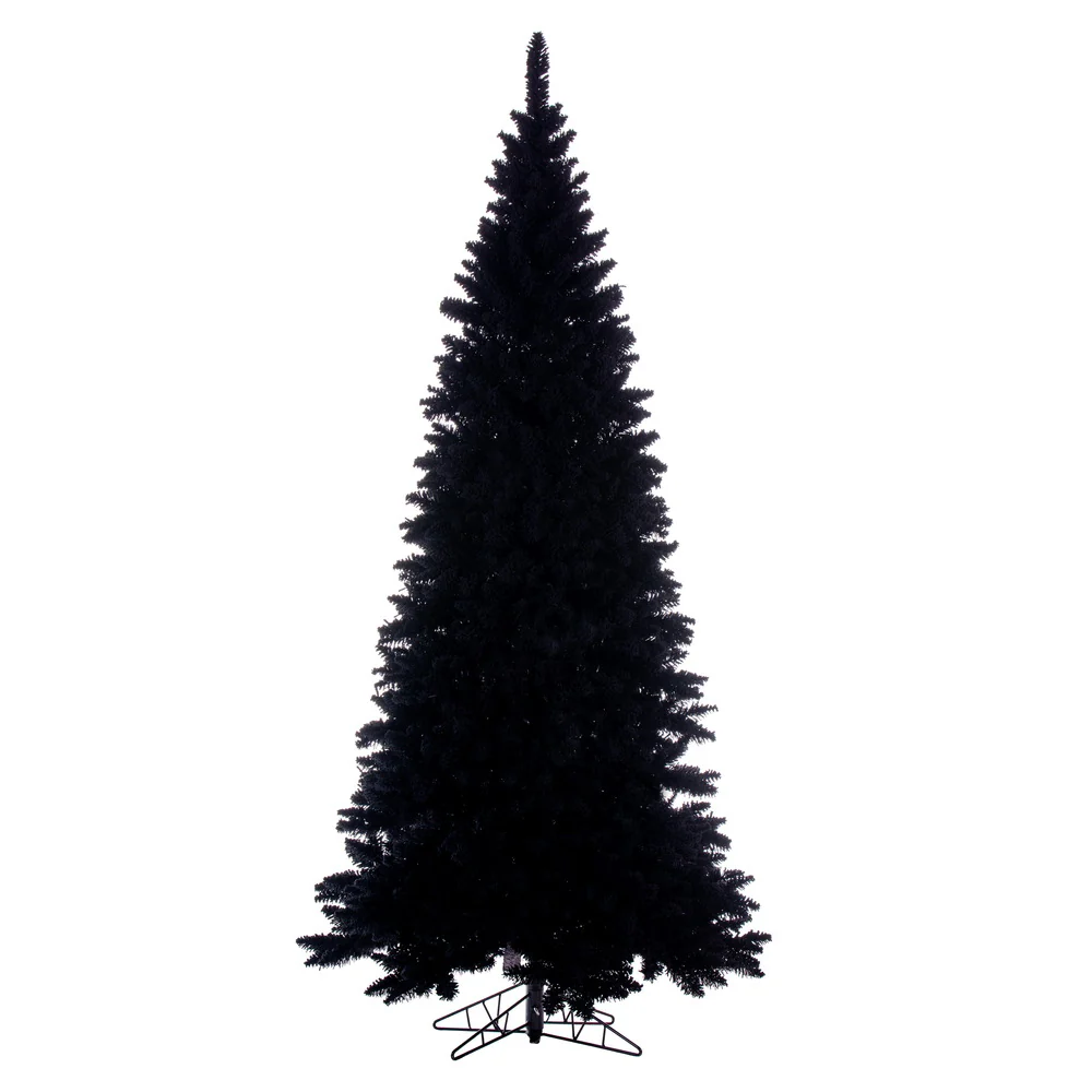 6'6"Hx27"W Flocked Slim Fir Artificial Christmas Tree, Unlit -Black