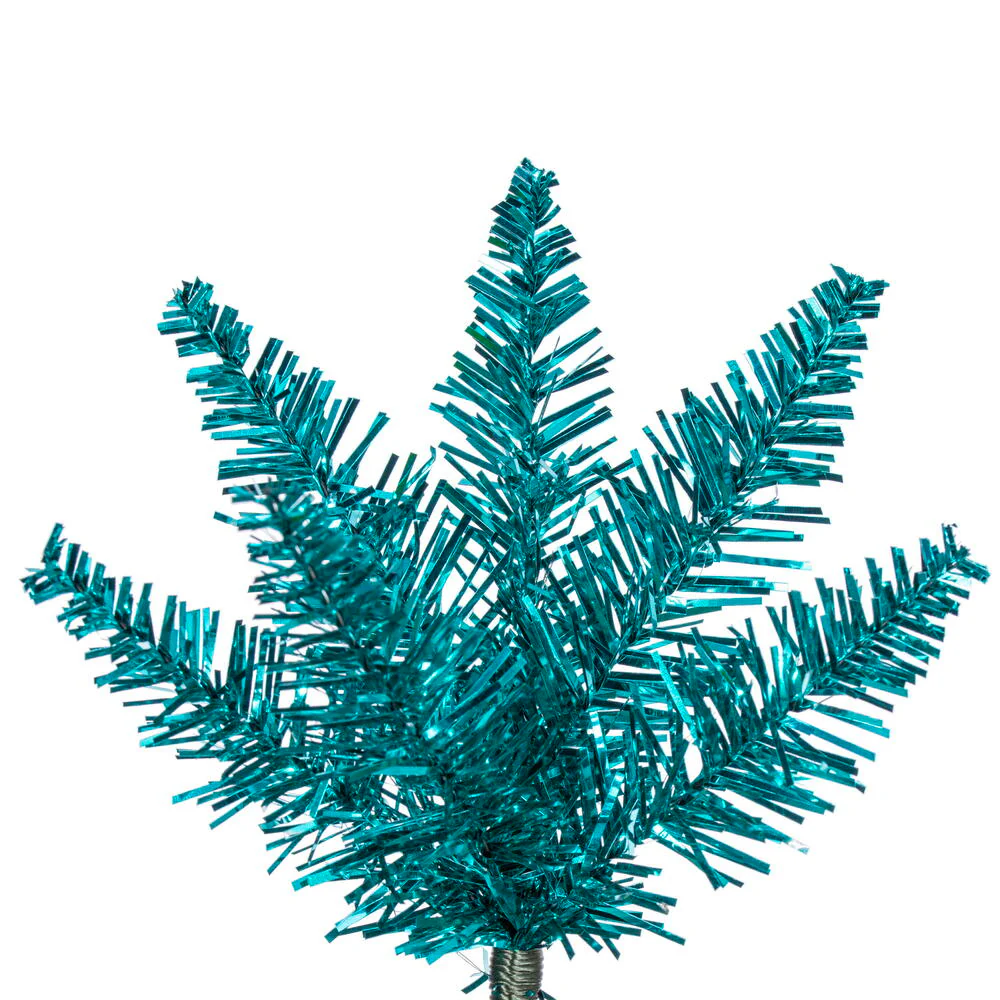 6'6"Hx28"W Tinsel Pencil Artificial Christmas Tree, Unlit -Aqua - Image 2