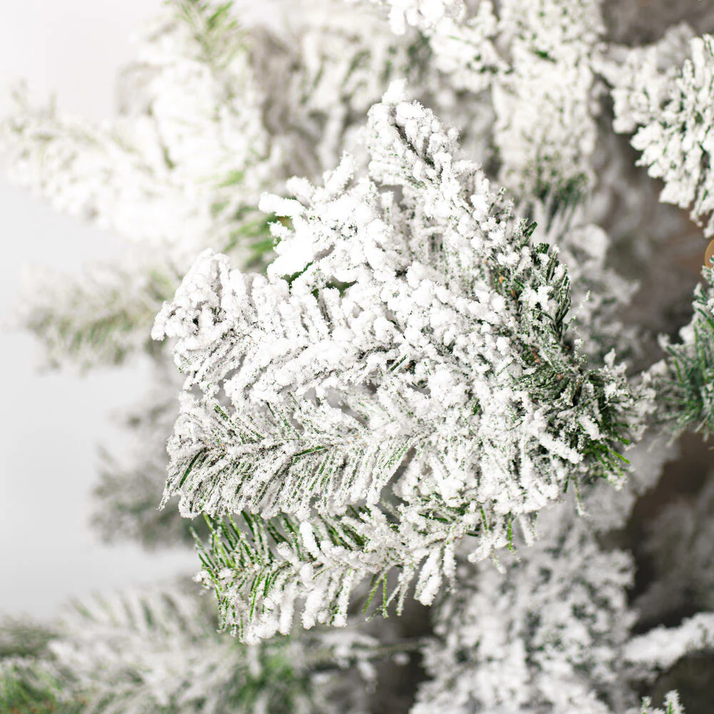 6'6"Hx32"W Flocked Pencil Pacific Pine Artificial Christmas Tree, Unlit -White - Image 2