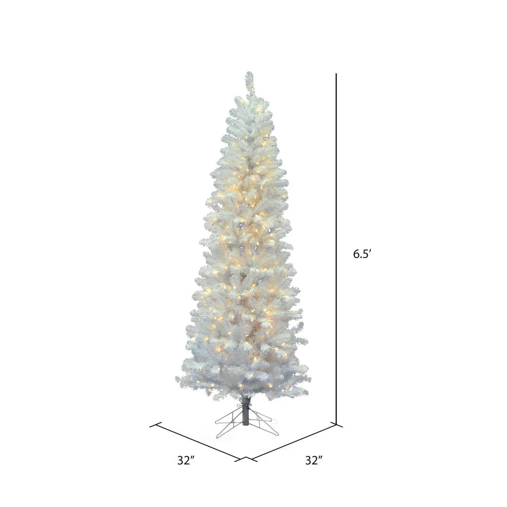 6'6"Hx32"W Pencil White Salem Pine Artificial Christmas Tree, LED Pre-Lit -White - Image 3