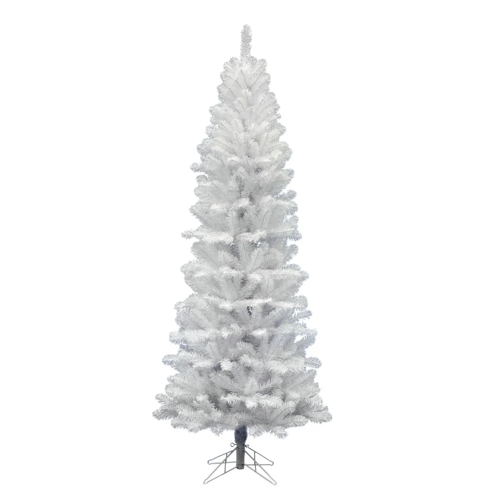 6'6"Hx32"W Pencil White Salem Pine Artificial Christmas Tree, Unlit -White