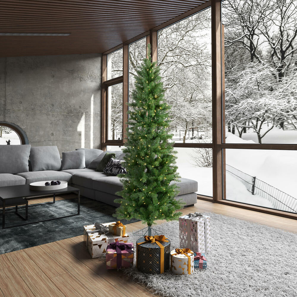 6'6"Hx32"W Slim Salem Pine Artificial Christmas Tree, LED Pre-Lit -Green - Image 7