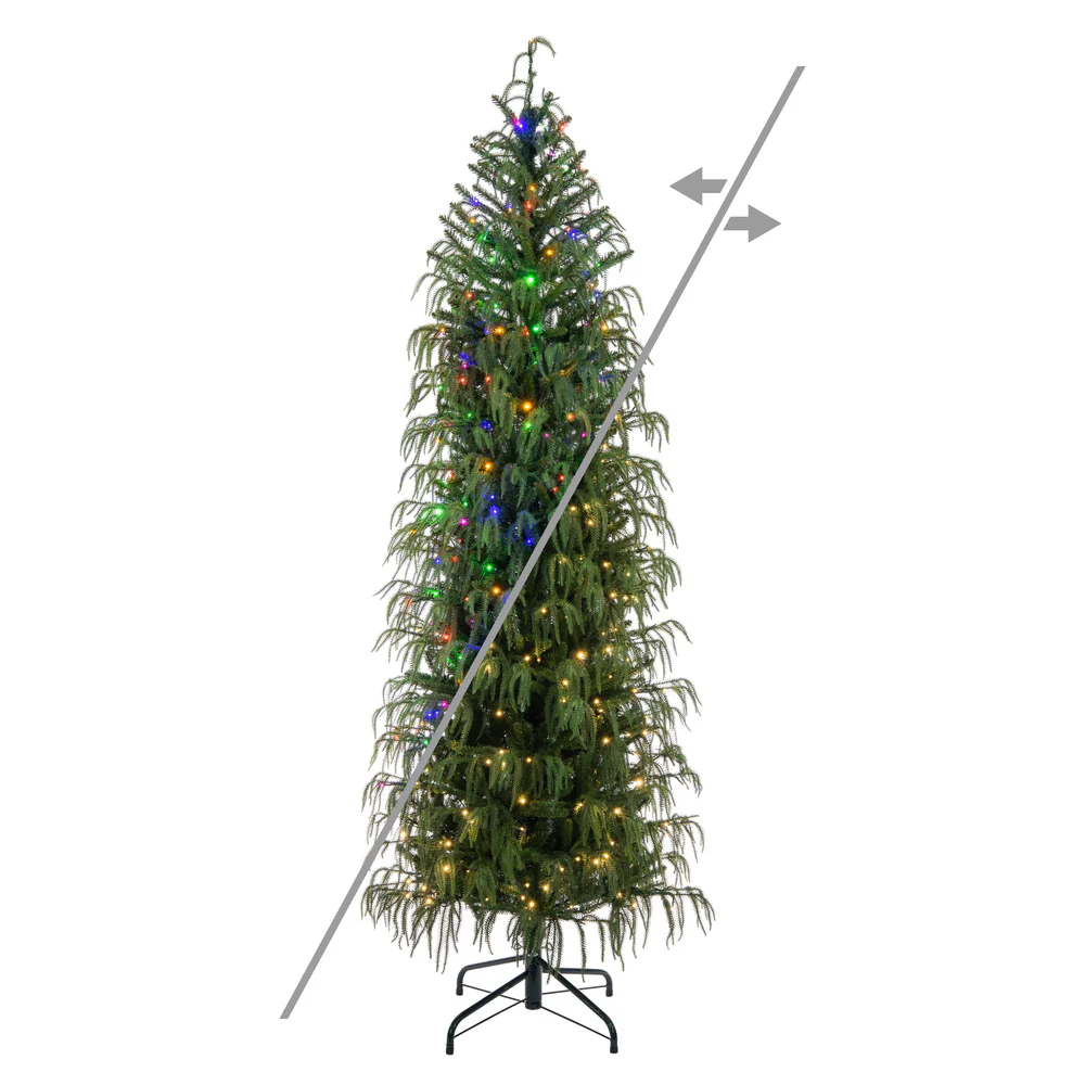 6'6"Hx33"W PE Norfolk Pine Artificial Christmas Tree, Micro LED Pre-Lit (Multi-Mode) -Green