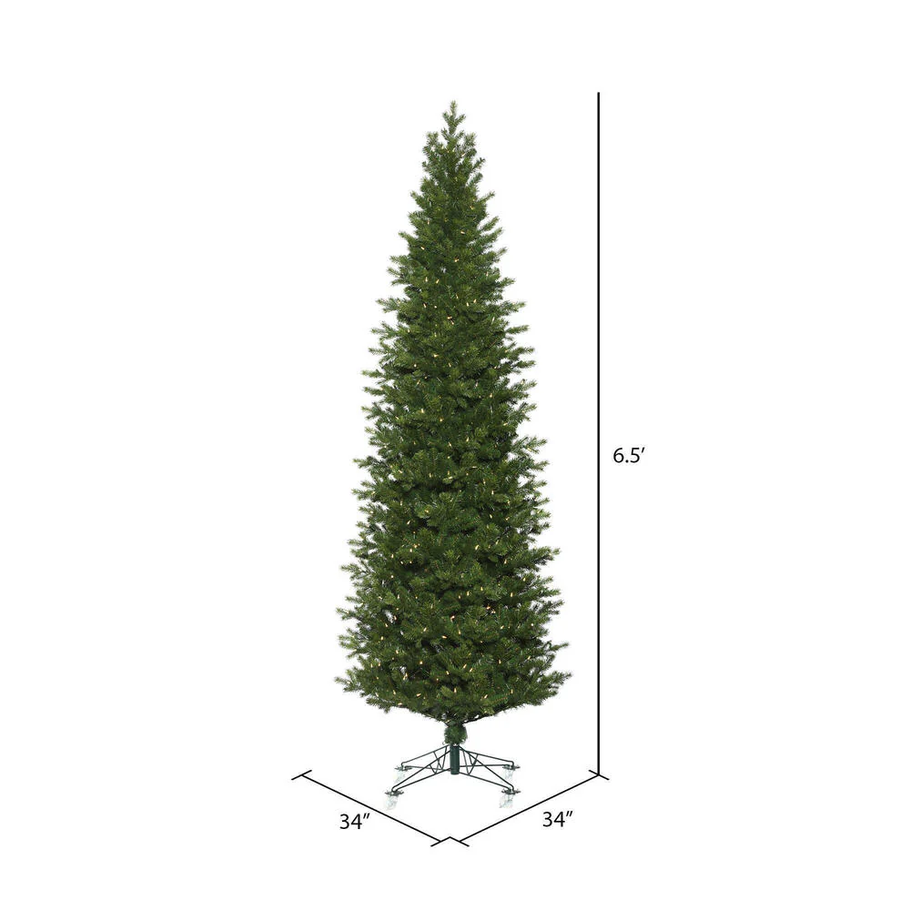 6'6"Hx34"W PE Slim Eagle Fraser Artificial Christmas Tree, LED Pre-Lit -Green - Image 3