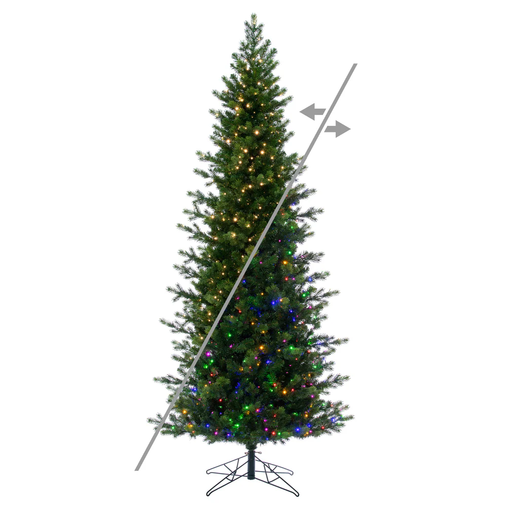 6'6"Hx34"W PE Slim Eagle Fraser Artificial Christmas Tree, Micro LED Pre-Lit (Multi-Mode) -Green