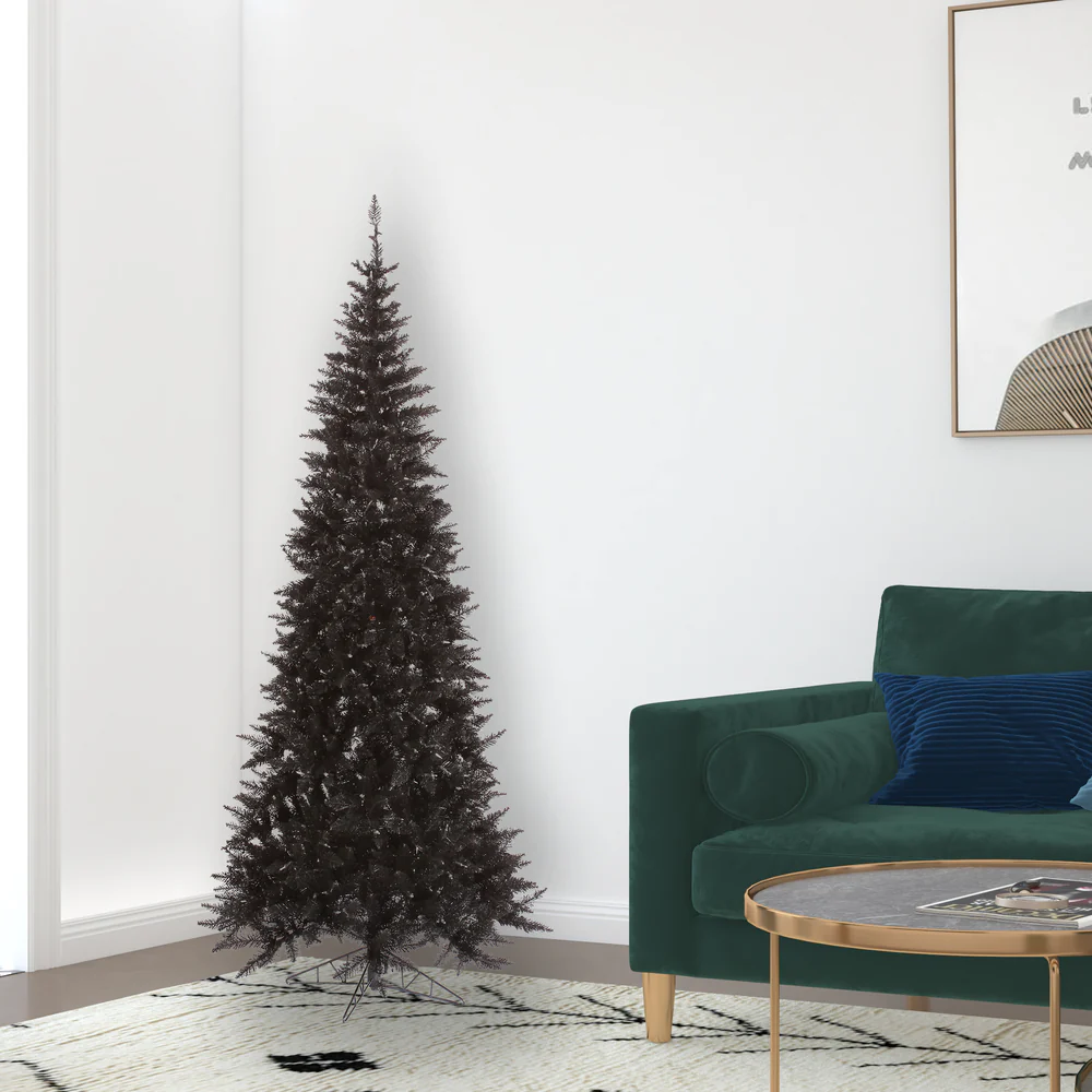 6'6"Hx34"W Slim Fir Artificial Christmas Tree, Unlit -Black - Image 4