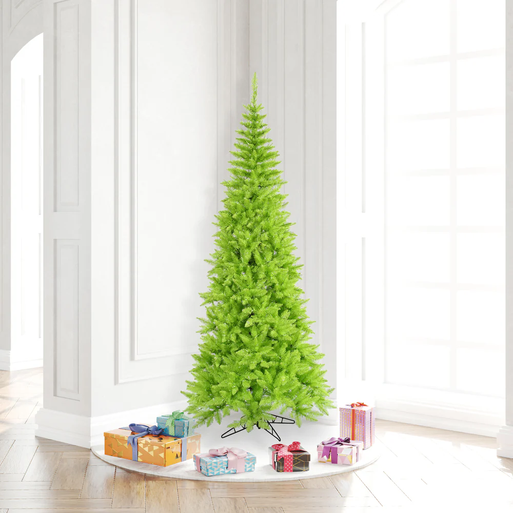 6'6"Hx34"W Slim Fir Artificial Christmas Tree, Unlit -Lime - Image 4