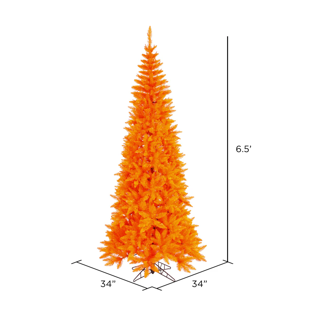 6'6"Hx34"W Slim Fir Artificial Christmas Tree, Unlit -Orange - Image 2