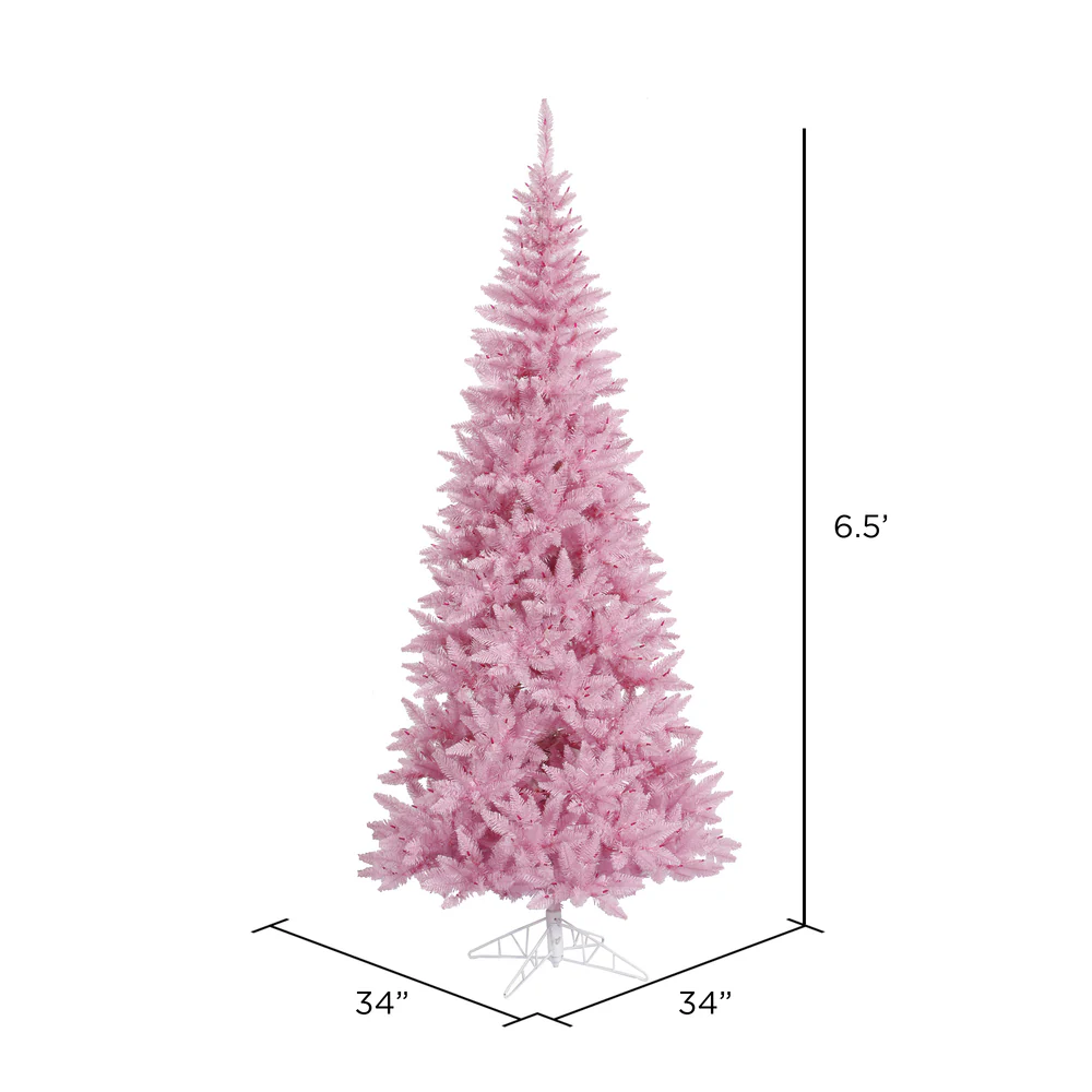 6'6"Hx34"W Slim Fir Artificial Christmas Tree, Unlit -Pink - Image 2