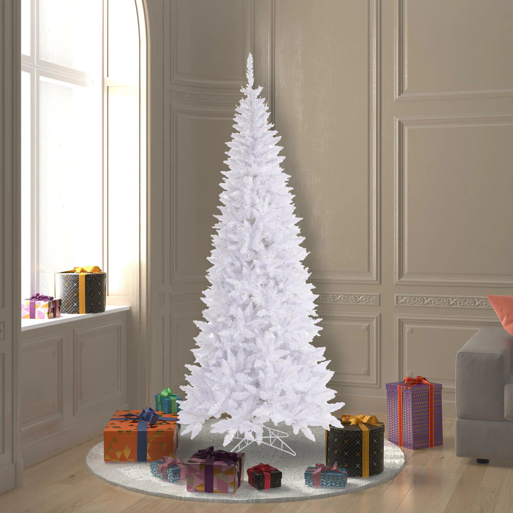 6'6"Hx34"W Slim Fir Artificial Christmas Tree, Unlit -White - Image 4