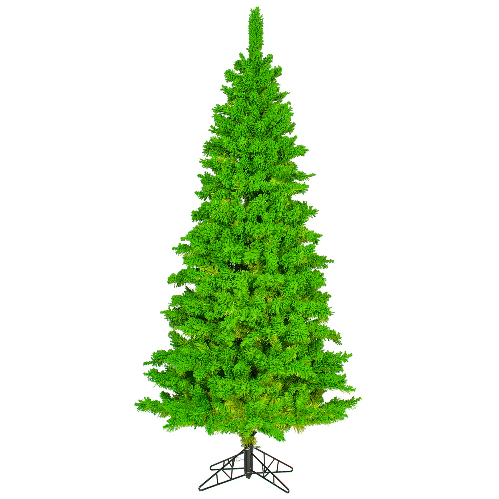 6'6"Hx37"W Flocked Slim Fir Artificial Christmas Tree, Unlit -Lime