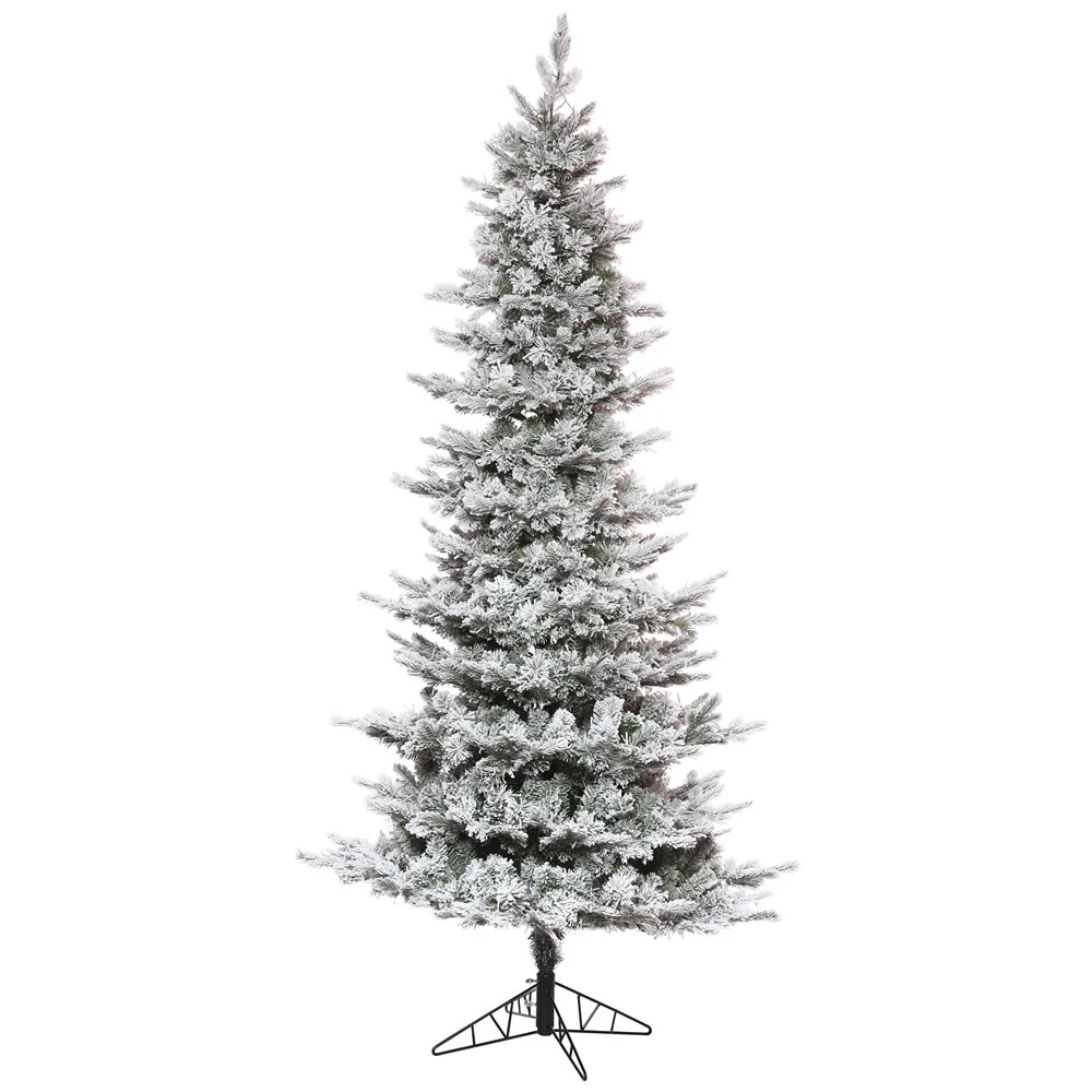 6'6"Hx39"W PE Flocked Slim Kiana Artificial Christmas Tree, Unlit -White