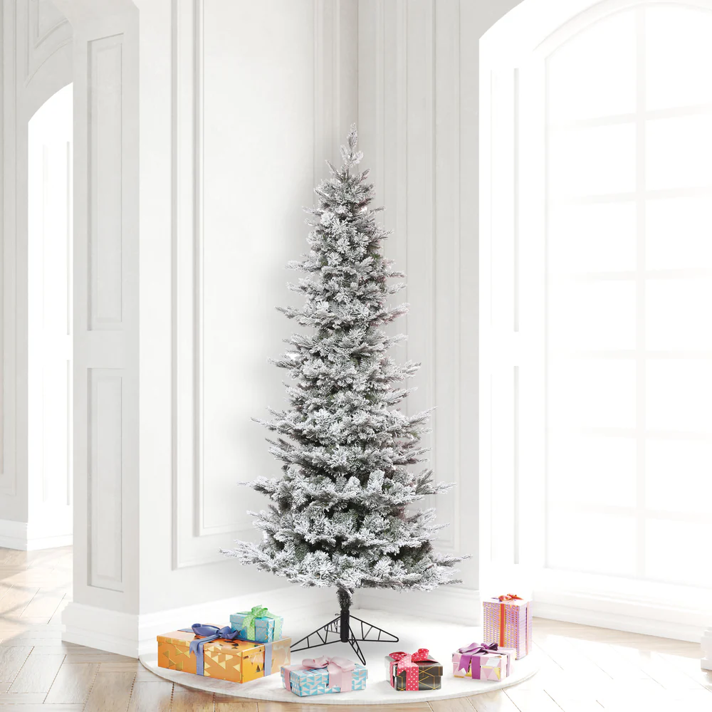 6'6"Hx39"W PE Flocked Slim Kiana Artificial Christmas Tree, Unlit -White - Image 4