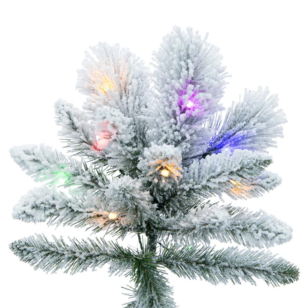 6'6"Hx40"W Frosted Slim Scotch Pine Artificial Christmas Tree, LED Pre-Lit (Multi-Mode) -White - Image 3