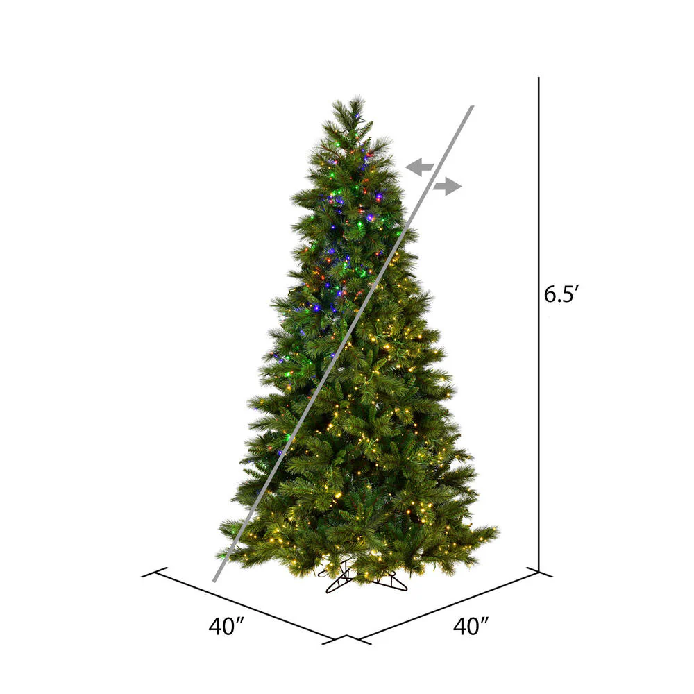 6'6"Hx40"W PE Brighton Pine Artificial Christmas Tree, LED Pre-Lit (Multi-Mode) -Green - Image 3