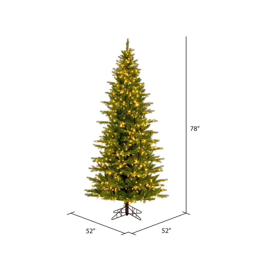 6'6"Hx40"W PE Slim Balsam Spruce Artificial Christmas Tree, Micro LED Pre-Lit (Multi-Mode) -Green - Image 3