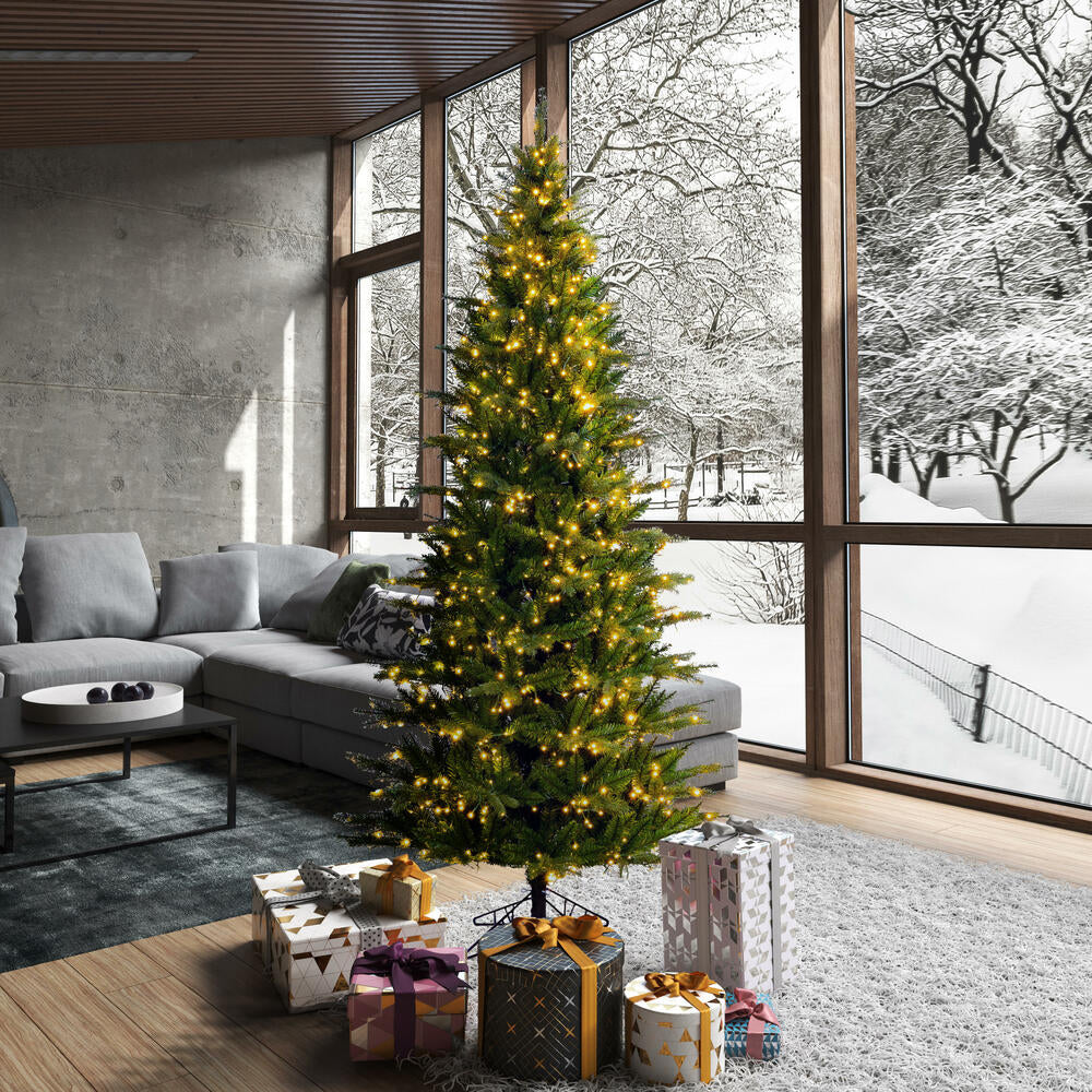 6'6"Hx40"W PE Slim Balsam Spruce Artificial Christmas Tree, Micro LED Pre-Lit (Multi-Mode) -Green - Image 8
