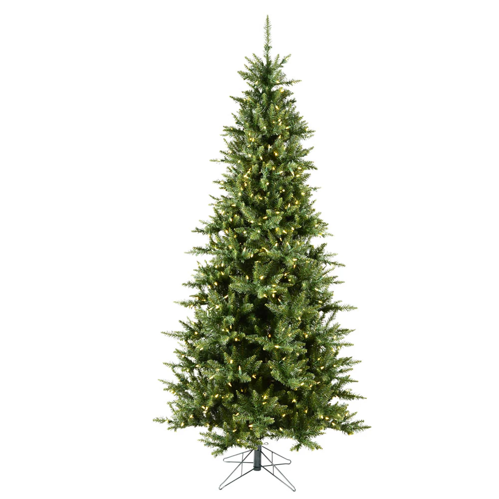 6'6"Hx41"W Slim Camdon Fir Artificial Christmas Tree, LED Pre-Lit -Green