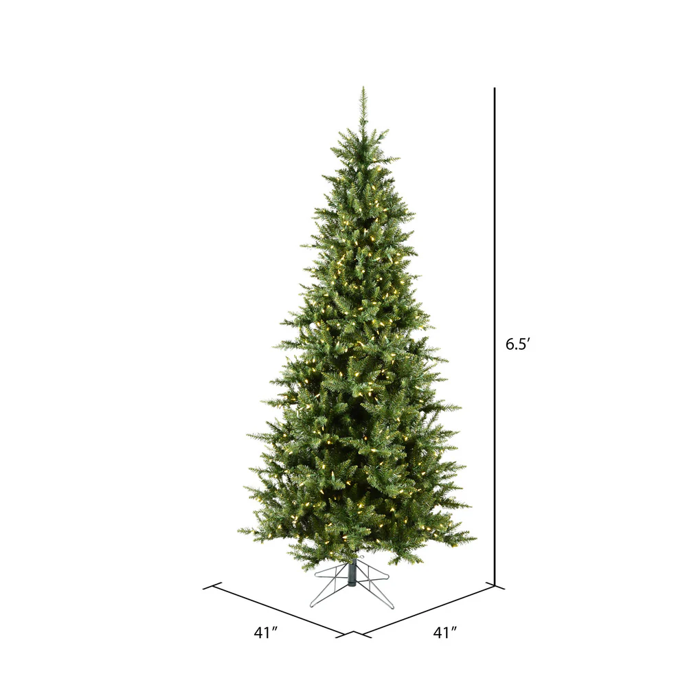 6'6"Hx41"W Slim Camdon Fir Artificial Christmas Tree, LED Pre-Lit -Green - Image 3