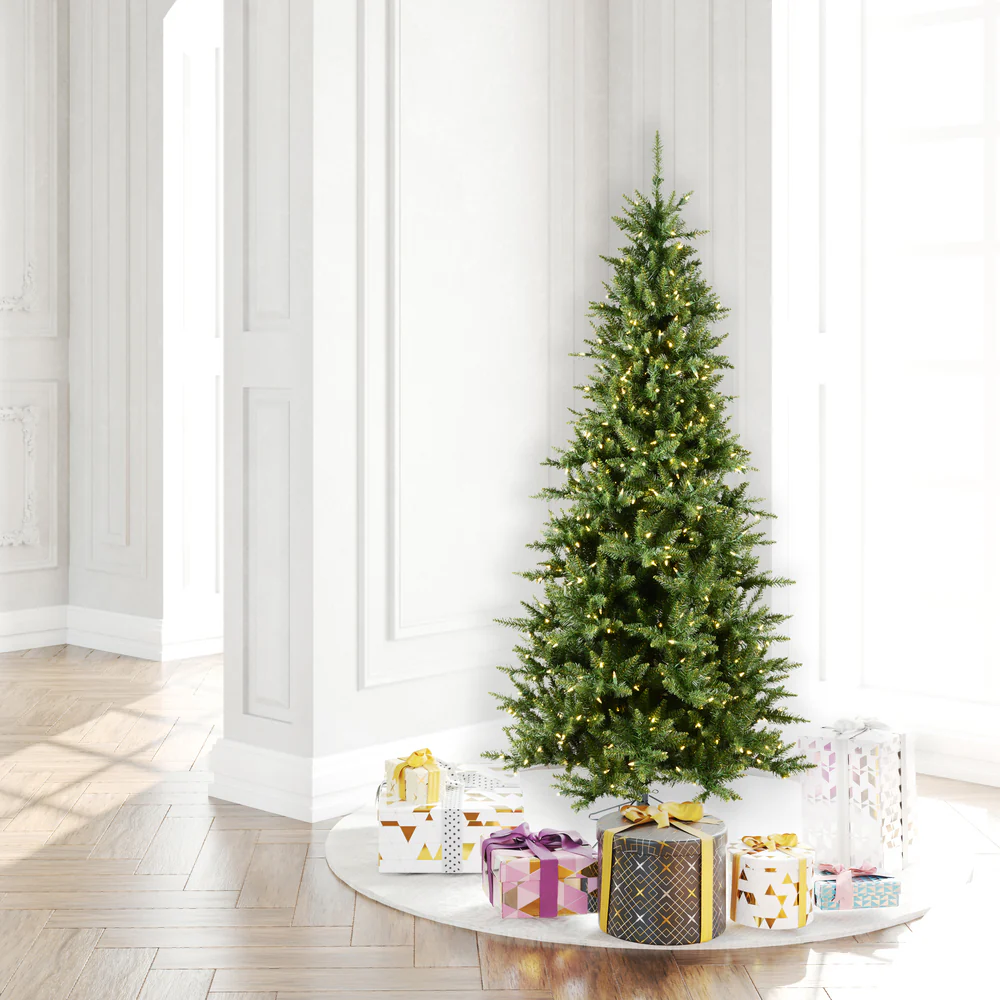 6'6"Hx41"W Slim Camdon Fir Artificial Christmas Tree, Micro LED Pre-Lit (Multi-Mode) -Green - Image 8