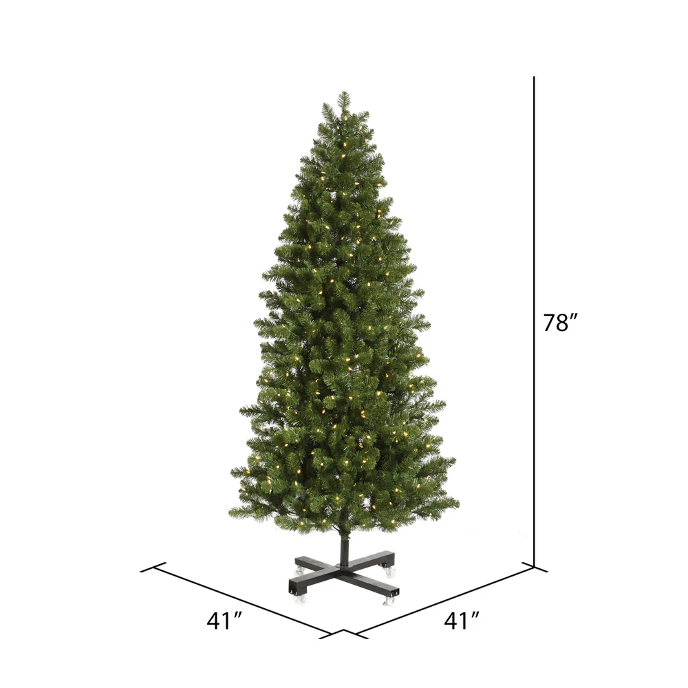 6'6"Hx41"W Slim Grand Teton Pine Artificial Christmas Tree, LED Pre-Lit -Green - Image 3