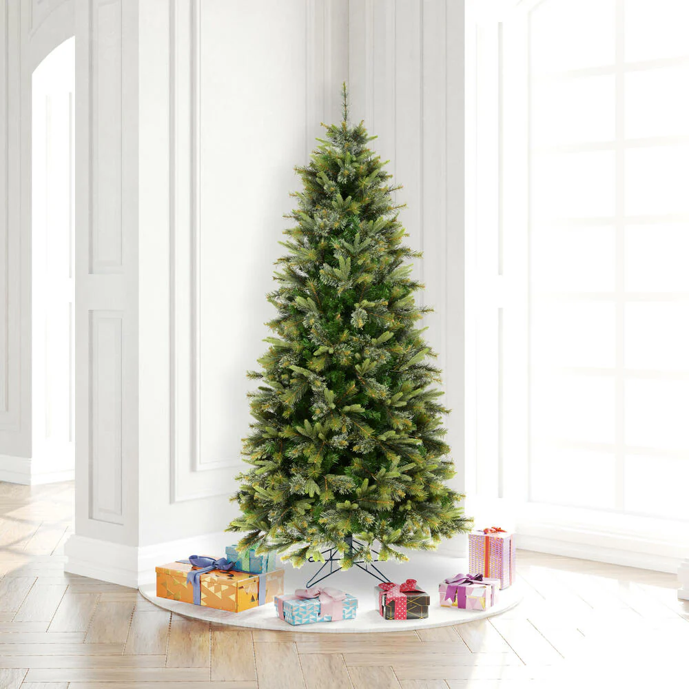 6'6"Hx42"W PE Slim Cashmere Pine Artificial Christmas Tree, Unlit -Green - Image 5