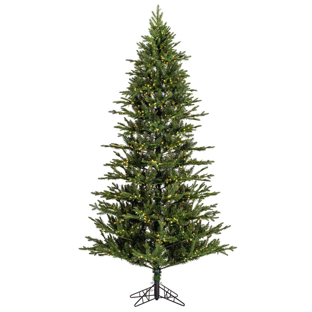 6'6"Hx42"W PE Slim Kamas Fraser Fir Artificial Christmas Tree, Micro LED Pre-Lit -White/Green