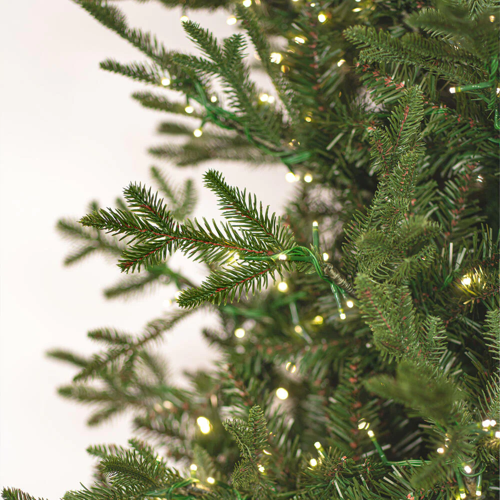 6'6"Hx42"W PE Slim Kamas Fraser Fir Artificial Christmas Tree, Micro LED Pre-Lit -White/Green - Image 2