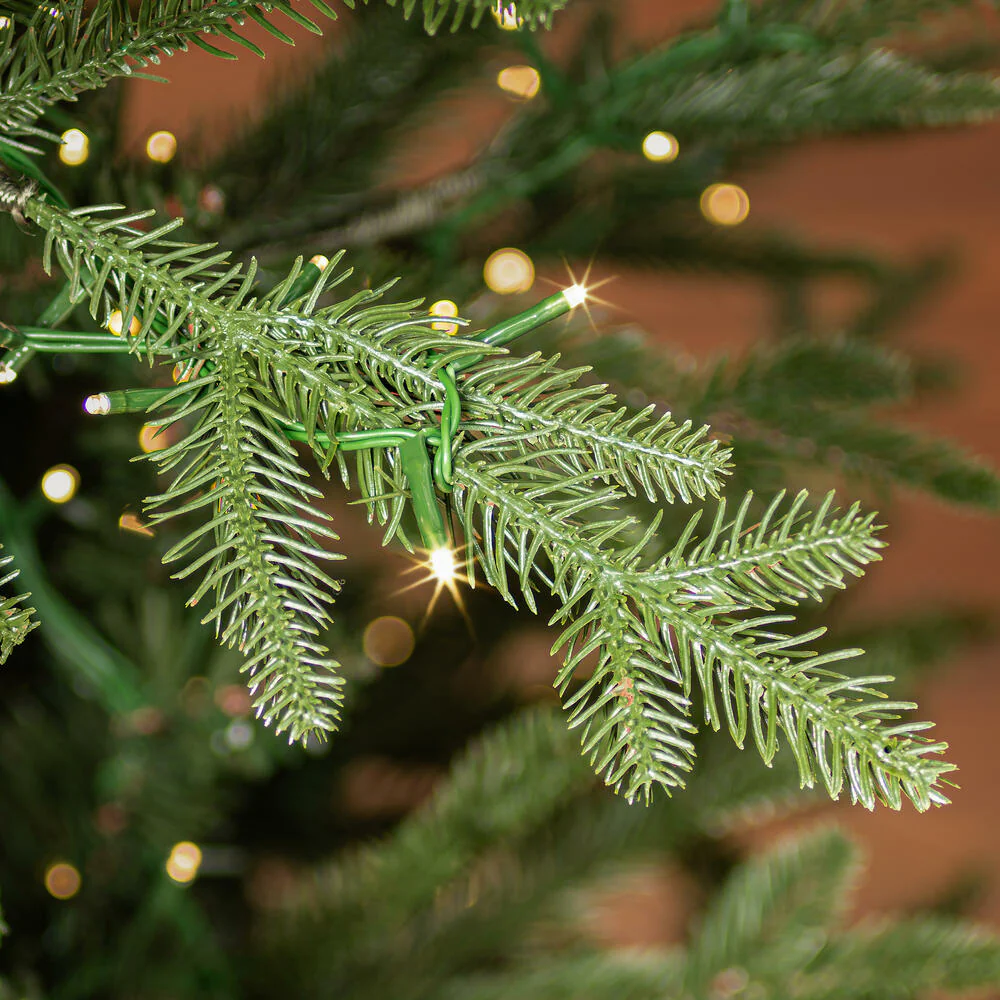 6'6"Hx42"W PE Slim Kamas Fraser Fir Artificial Christmas Tree, Micro LED Pre-Lit -White/Green - Image 5