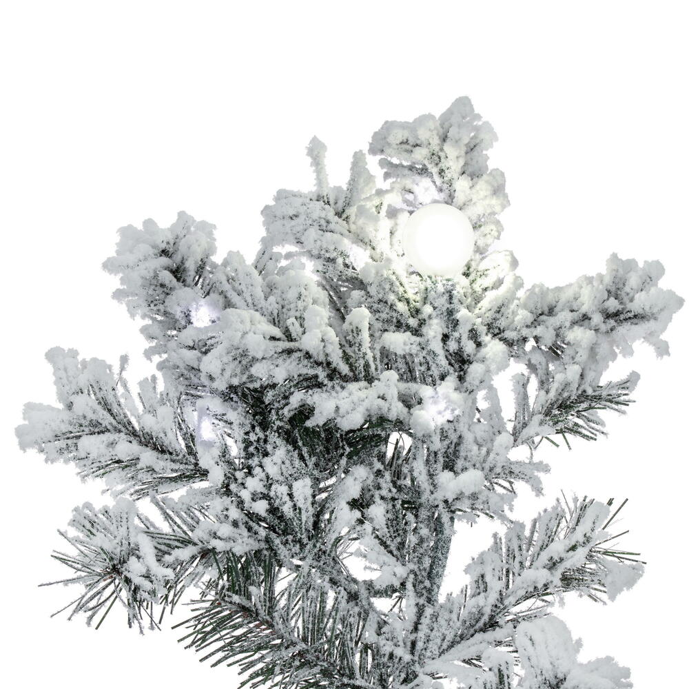 6'6"Hx44"W Flocked Slim Alaskan Pine Artificial Christmas Tree, G40 & LED Pre-Lit -White - Image 6