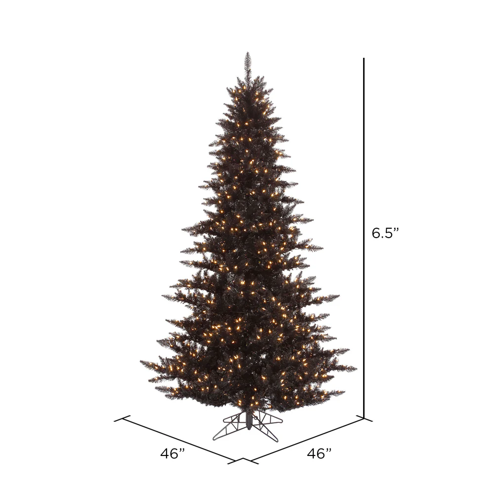 6'6"Hx46"W Fir Artificial Christmas Tree, LED Pre-Lit -Black - Image 2