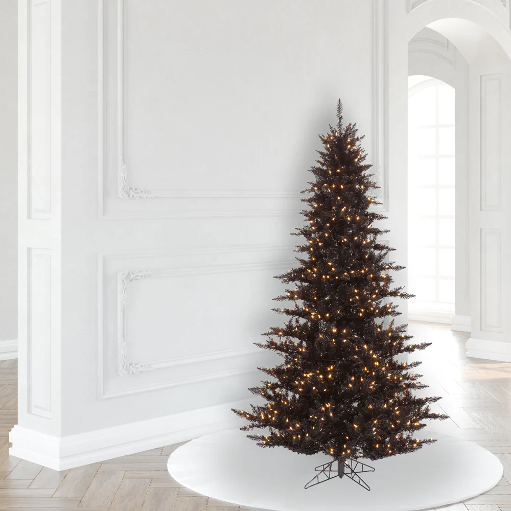 6'6"Hx46"W Fir Artificial Christmas Tree, LED Pre-Lit -Black - Image 3
