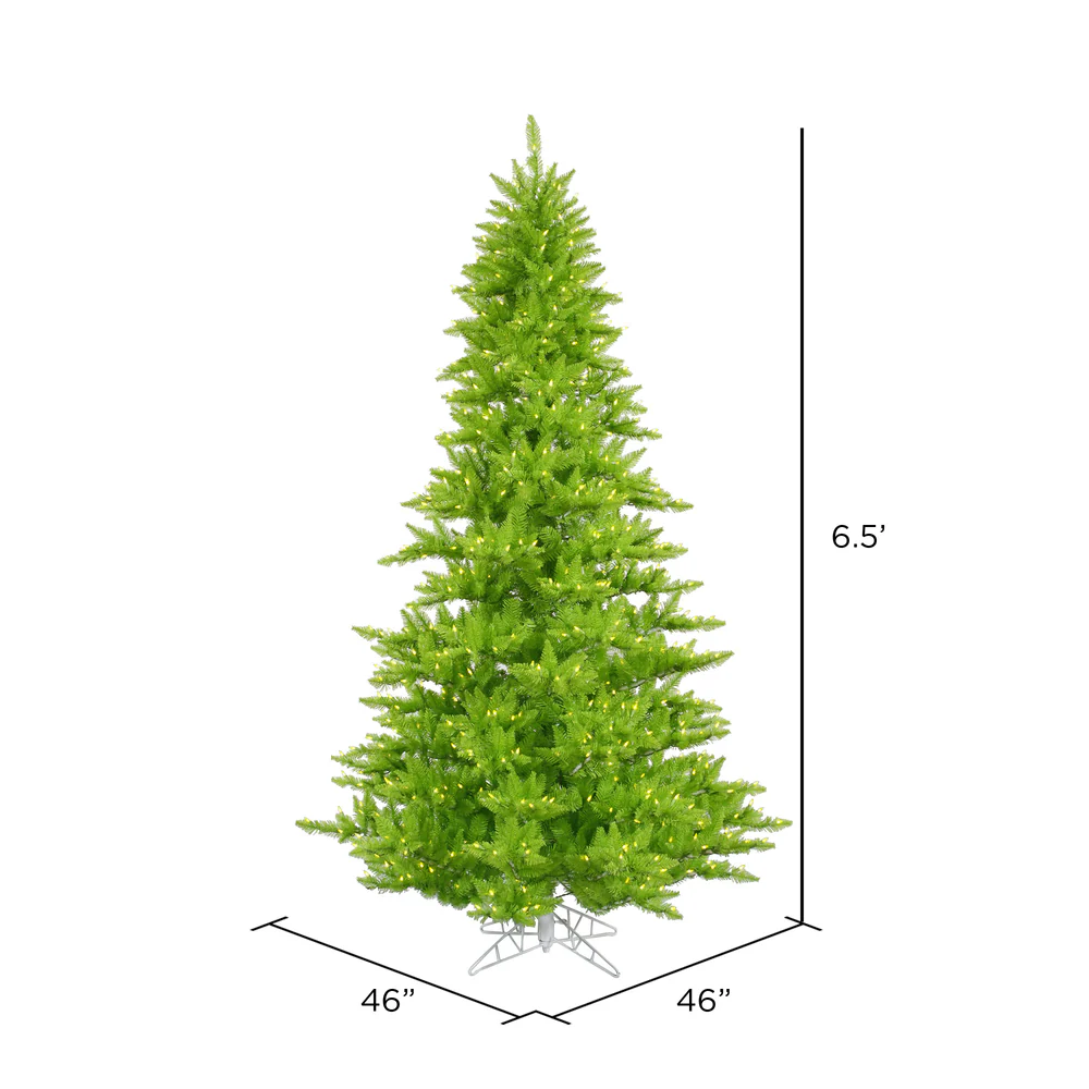 6'6"Hx46"W Fir Artificial Christmas Tree, LED Pre-Lit (Lime) -Lime - Image 2