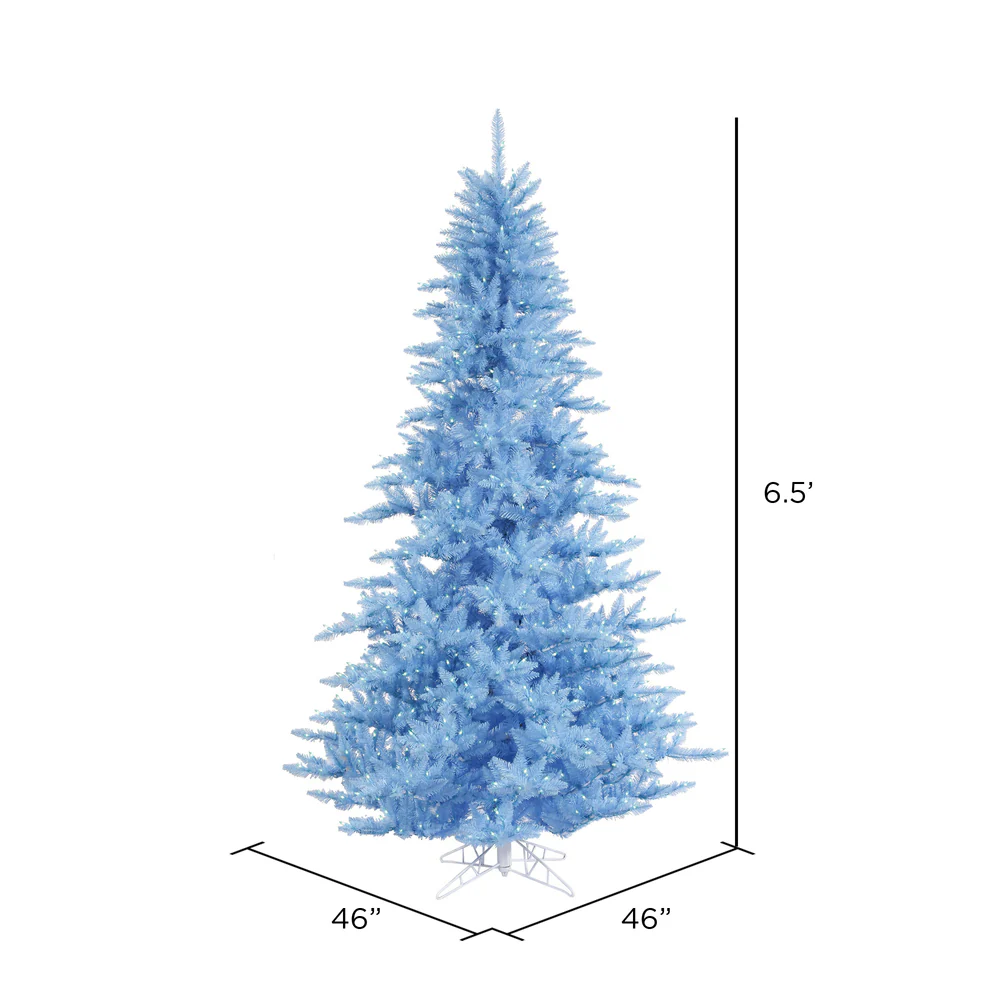 6'6"Hx46"W Fir Artificial Christmas Tree, LED Pre-Lit (Sky Blue) -Sky Blue - Image 2