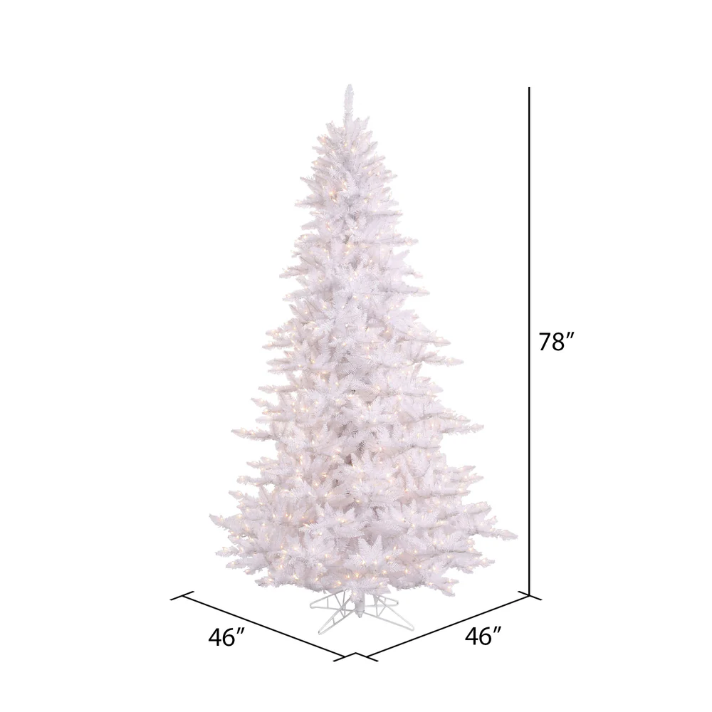 6'6"Hx46"W Fir Artificial Christmas Tree, LED Pre-Lit -White - Image 2